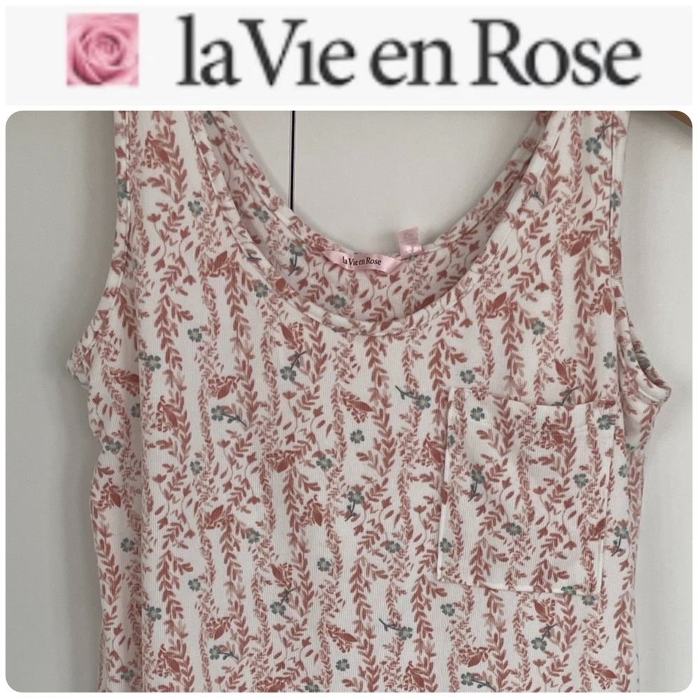 La Vie En Rose Women's Pink and White Patterned Cami ⢠Size Small ⢠Gift Ideas
